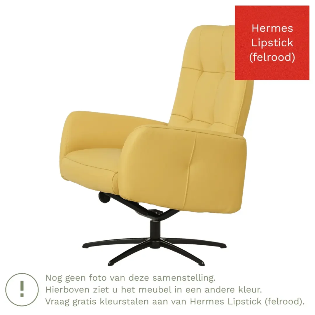afbeelding van Leren draaifauteuil Pulse - Hermes Lipstick (felrood) - Stervoet zwart
