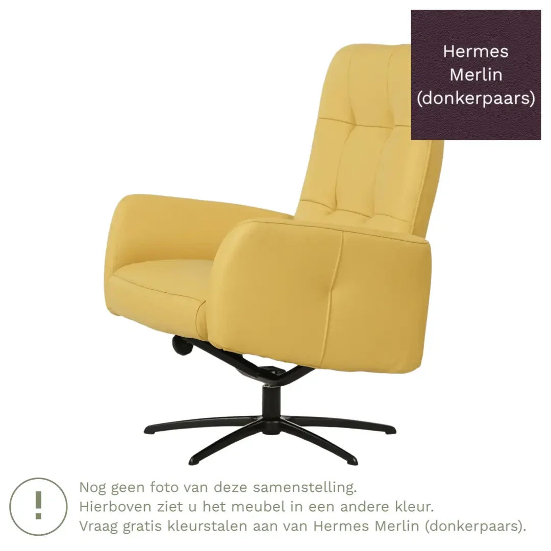 afbeelding van Leren draaifauteuil Pulse - Hermes Merlin (donkerpaars) - Stervoet zwart