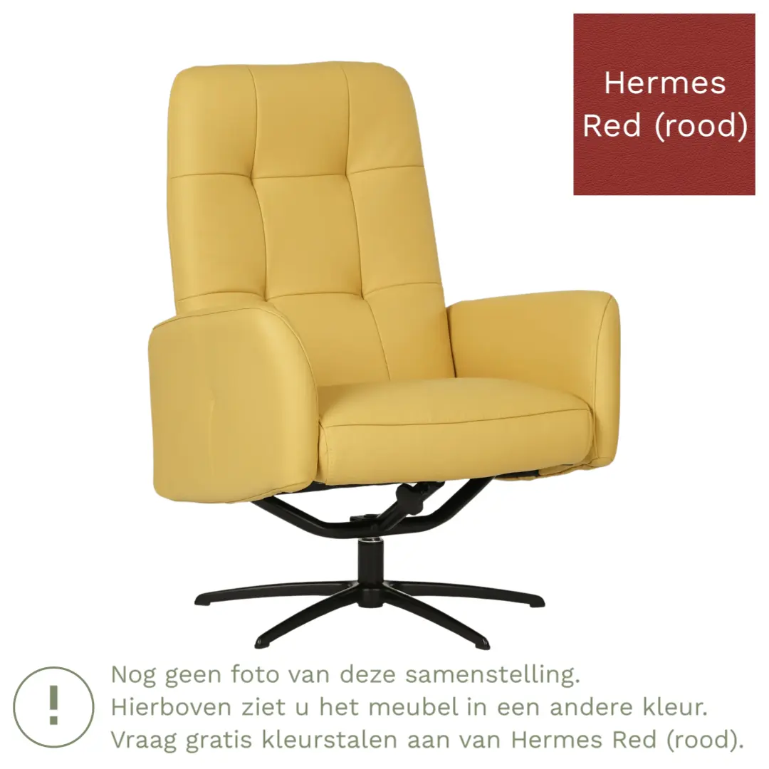 afbeelding van Leren draaifauteuil Pulse - Hermes Red (rood) - Stervoet zwart