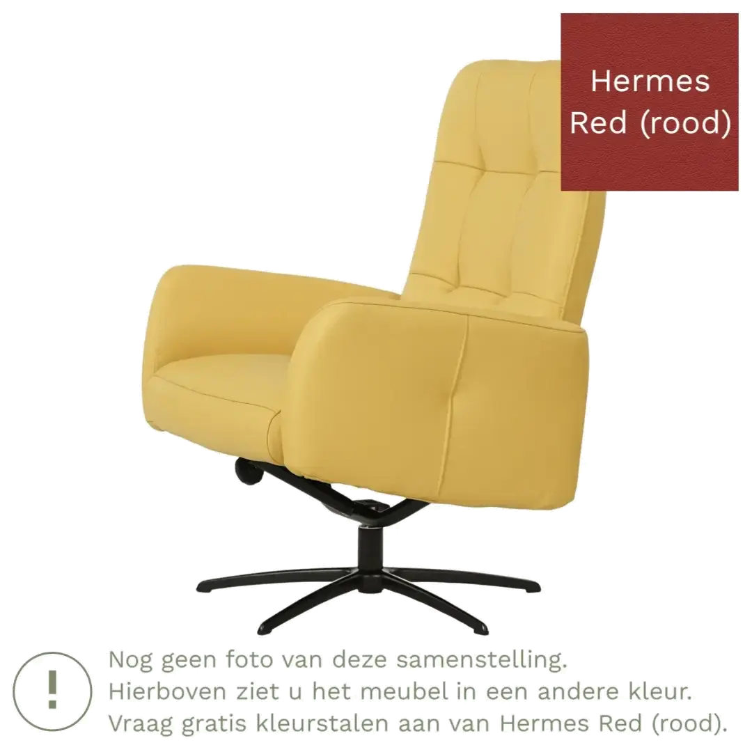 afbeelding van Leren draaifauteuil Pulse - Hermes Red (rood) - Stervoet zwart