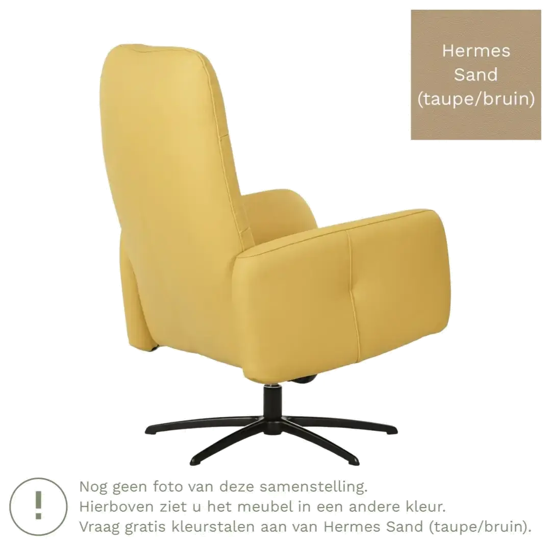 afbeelding van Leren draaifauteuil Pulse - Hermes Sand (taupe/bruin) - Stervoet zwart
