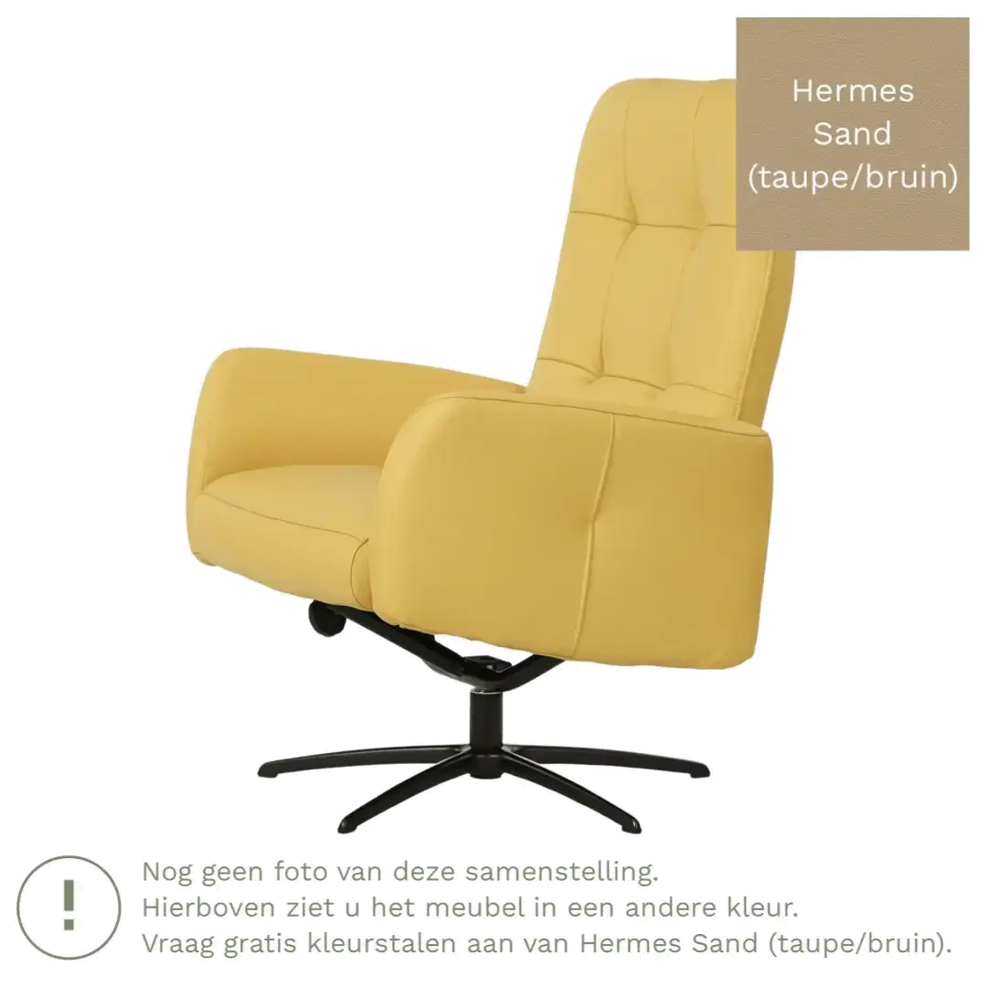 afbeelding van Leren draaifauteuil Pulse - Hermes Sand (taupe/bruin) - Stervoet zwart
