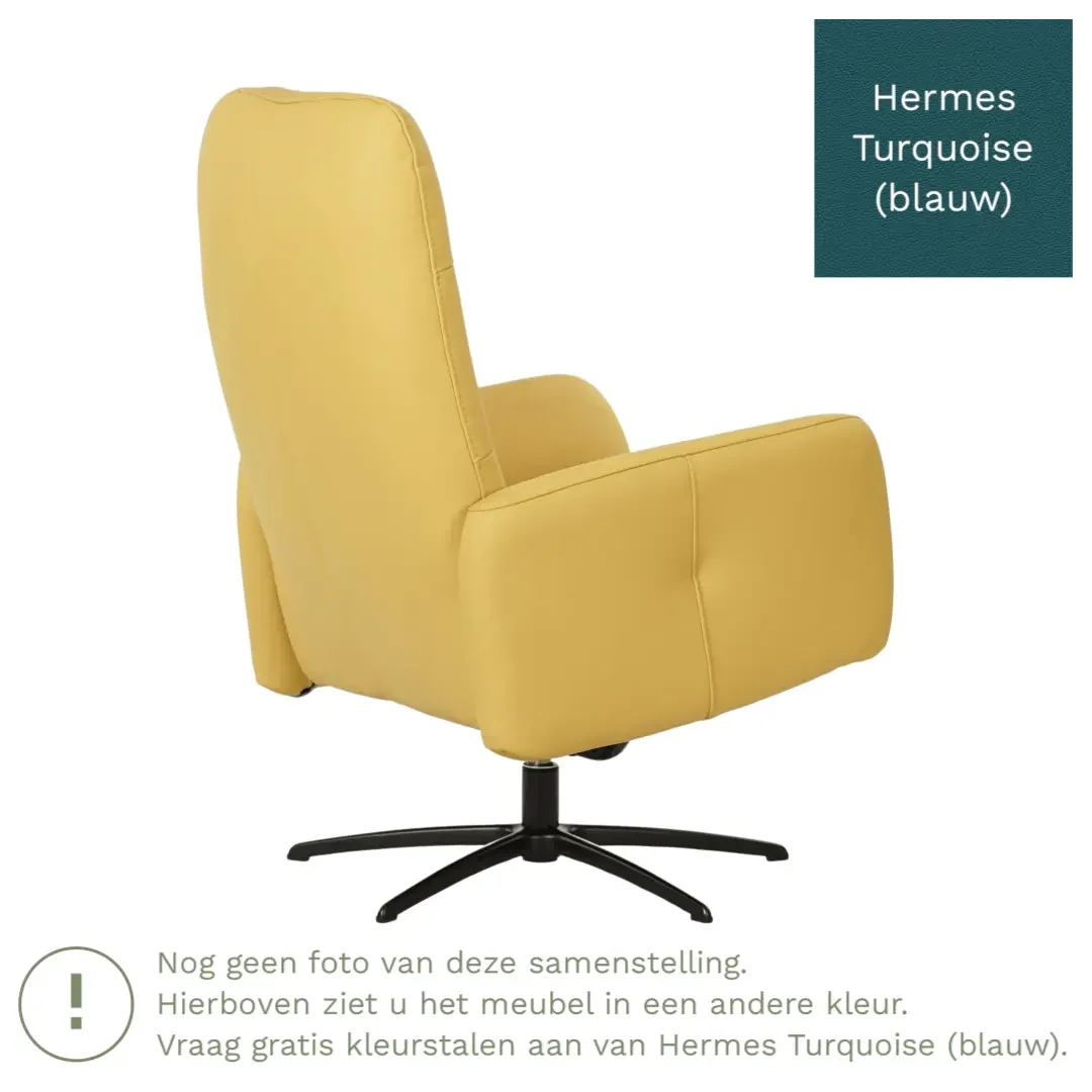 afbeelding van Leren draaifauteuil Pulse - Hermes Turquoise (blauw) - Stervoet zwart