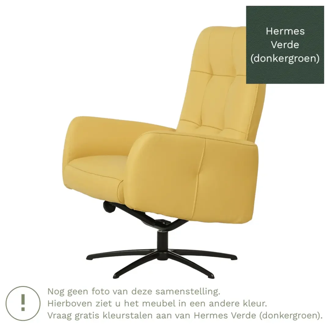 afbeelding van Leren draaifauteuil Pulse - Hermes Verde (donkergroen) - Stervoet zwart