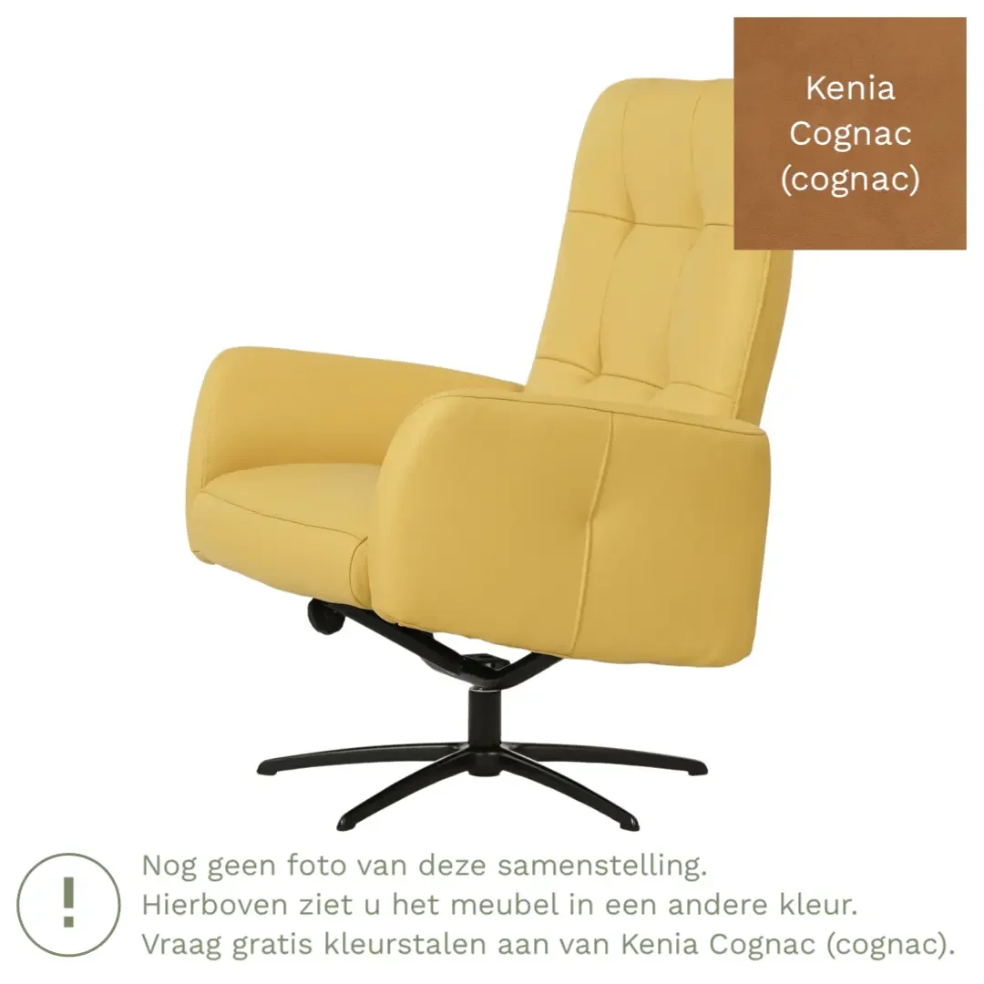 afbeelding van Leren draaifauteuil Pulse - Kenia Cognac (cognac) - Stervoet zwart