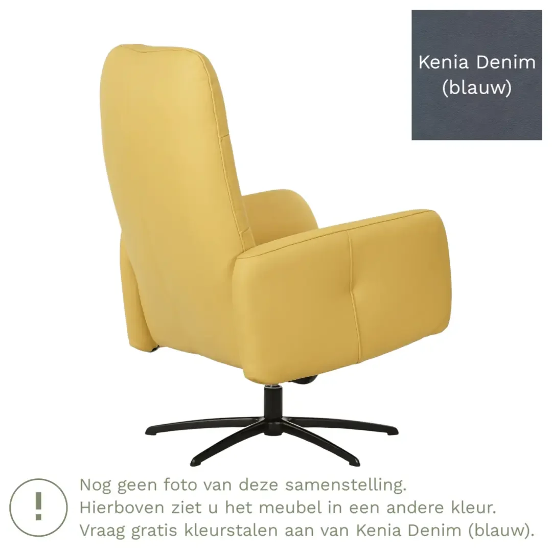 afbeelding van Leren draaifauteuil Pulse - Kenia Denim (blauw) - Stervoet zwart