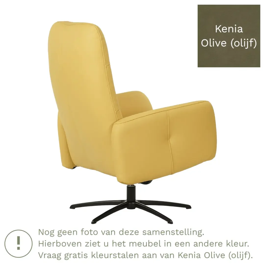 afbeelding van Leren draaifauteuil Pulse - Kenia Olive (olijf) - Stervoet zwart