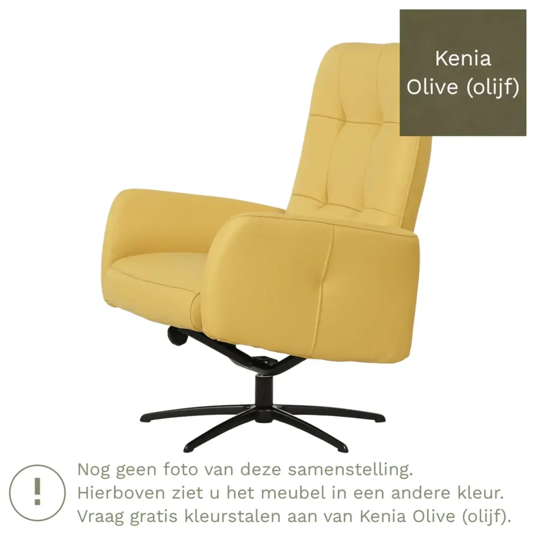 afbeelding van Leren draaifauteuil Pulse - Kenia Olive (olijf) - Stervoet zwart