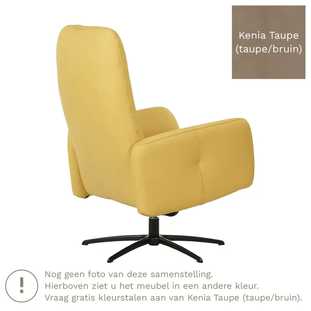 afbeelding van Leren draaifauteuil Pulse - Kenia Taupe (taupe/bruin) - Stervoet zwart