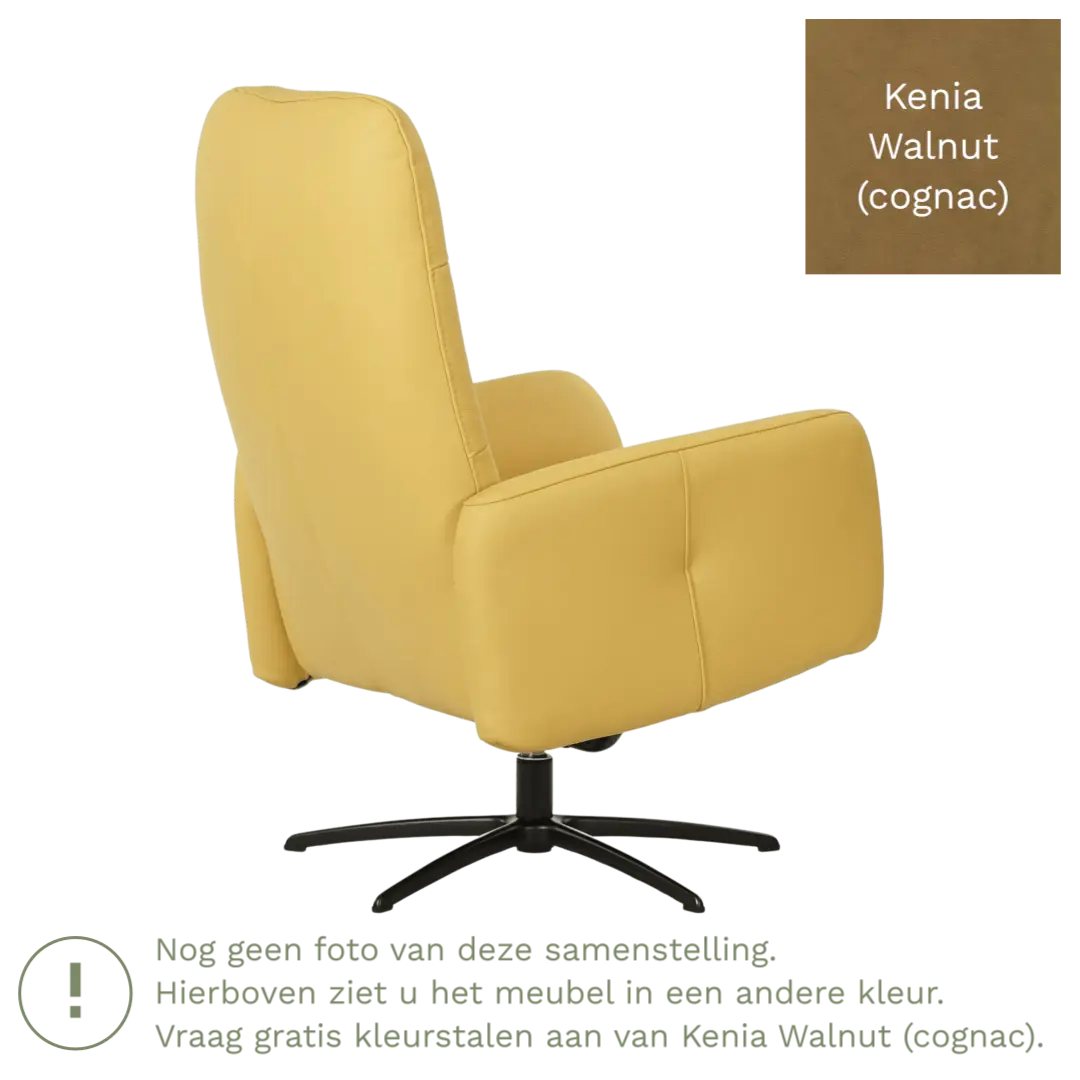 afbeelding van Leren draaifauteuil Pulse - Kenia Walnut (cognac) - Stervoet zwart