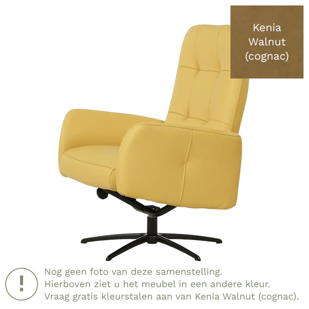 afbeelding van Leren draaifauteuil Pulse - Kenia Walnut (cognac) - Stervoet zwart