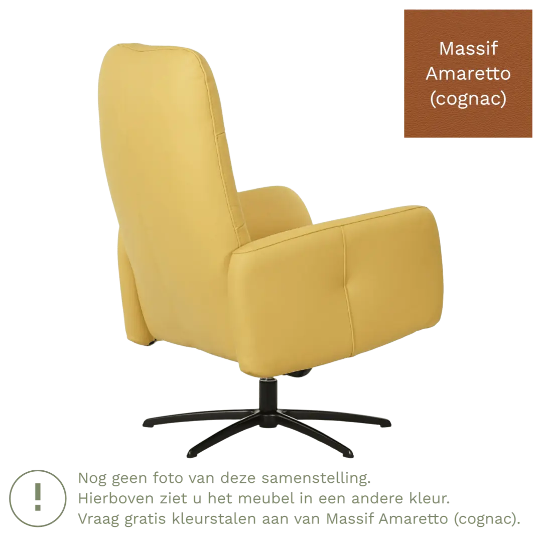 afbeelding van Leren draaifauteuil Pulse - Massif Amaretto (cognac) - Stervoet zwart