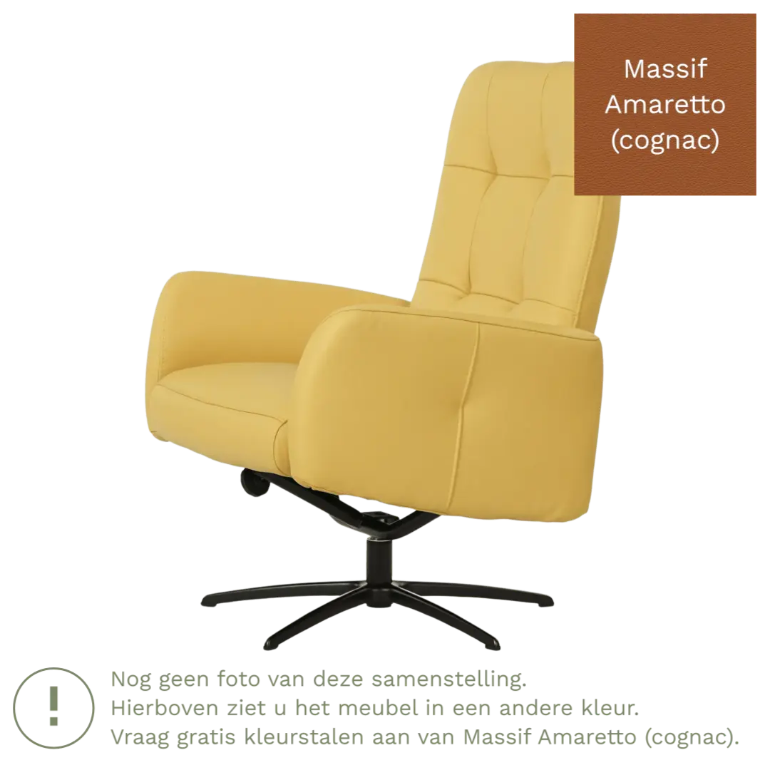 afbeelding van Leren draaifauteuil Pulse - Massif Amaretto (cognac) - Stervoet zwart