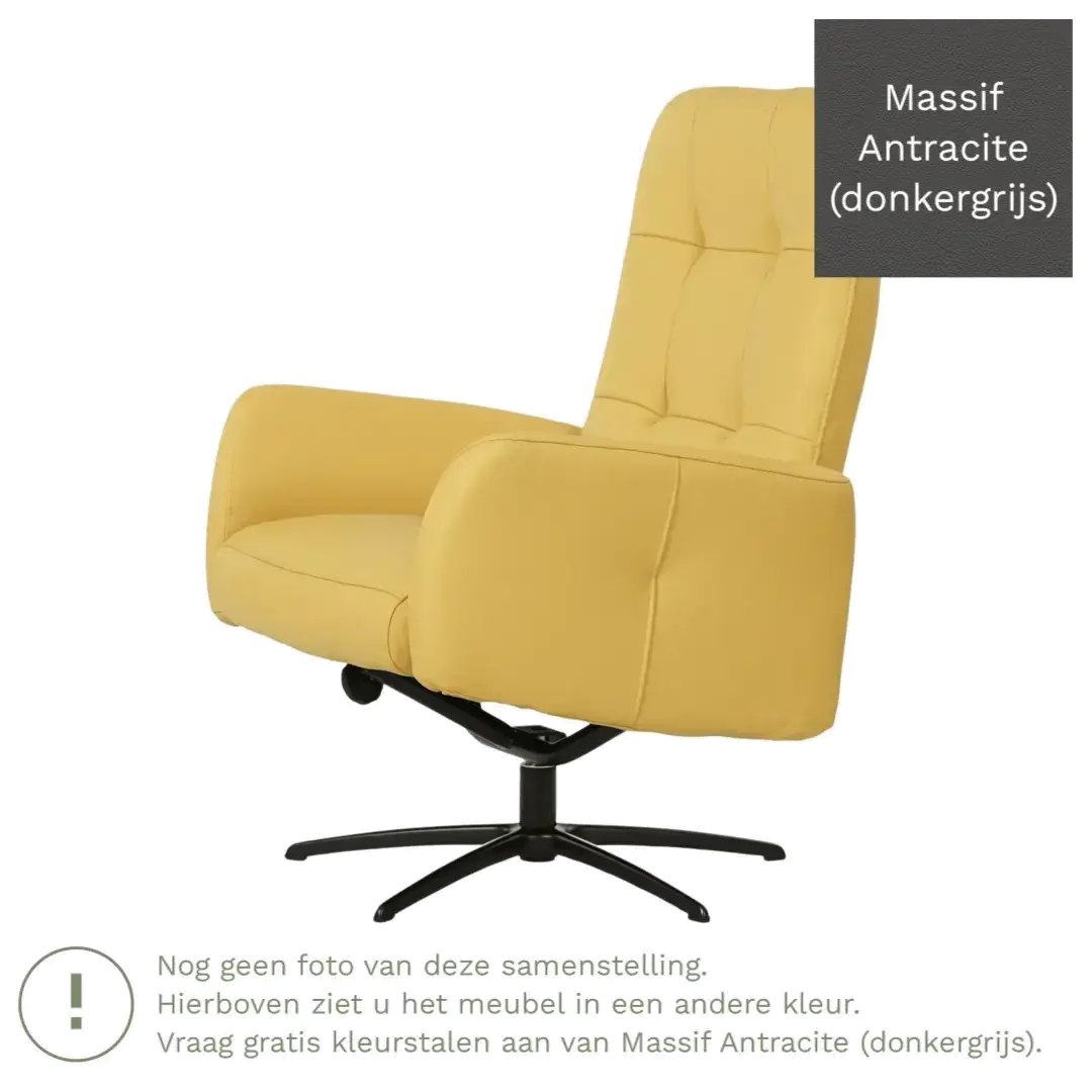 afbeelding van Leren draaifauteuil Pulse - Massif Antracite (donkergrijs) - Stervoet zwart