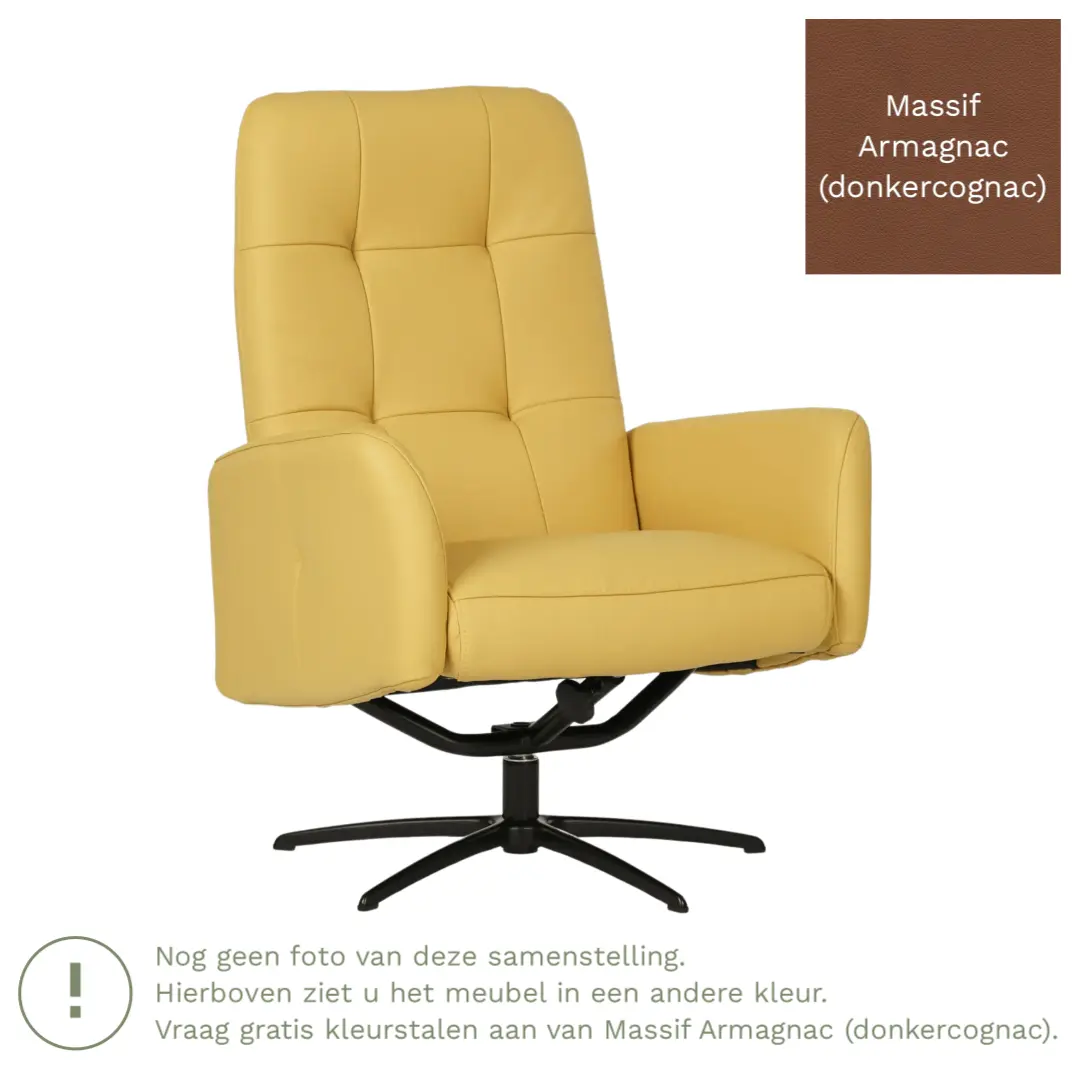 afbeelding van Leren draaifauteuil Pulse - Massif Armagnac (donkercognac) - Stervoet zwart