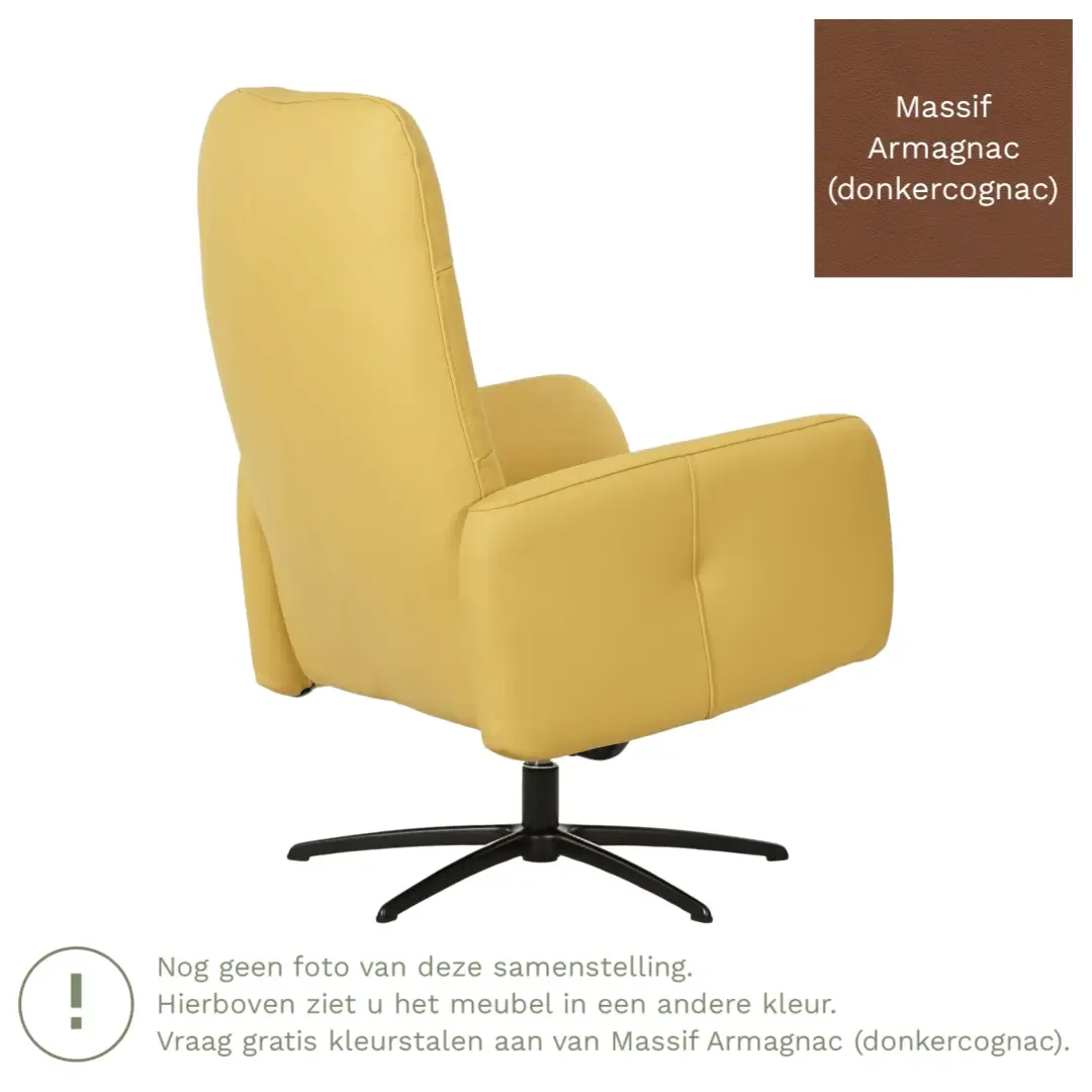 afbeelding van Leren draaifauteuil Pulse - Massif Armagnac (donkercognac) - Stervoet zwart