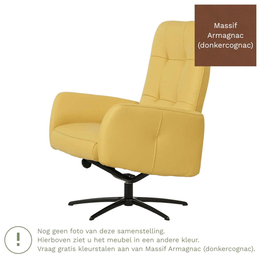 afbeelding van Leren draaifauteuil Pulse - Massif Armagnac (donkercognac) - Stervoet zwart