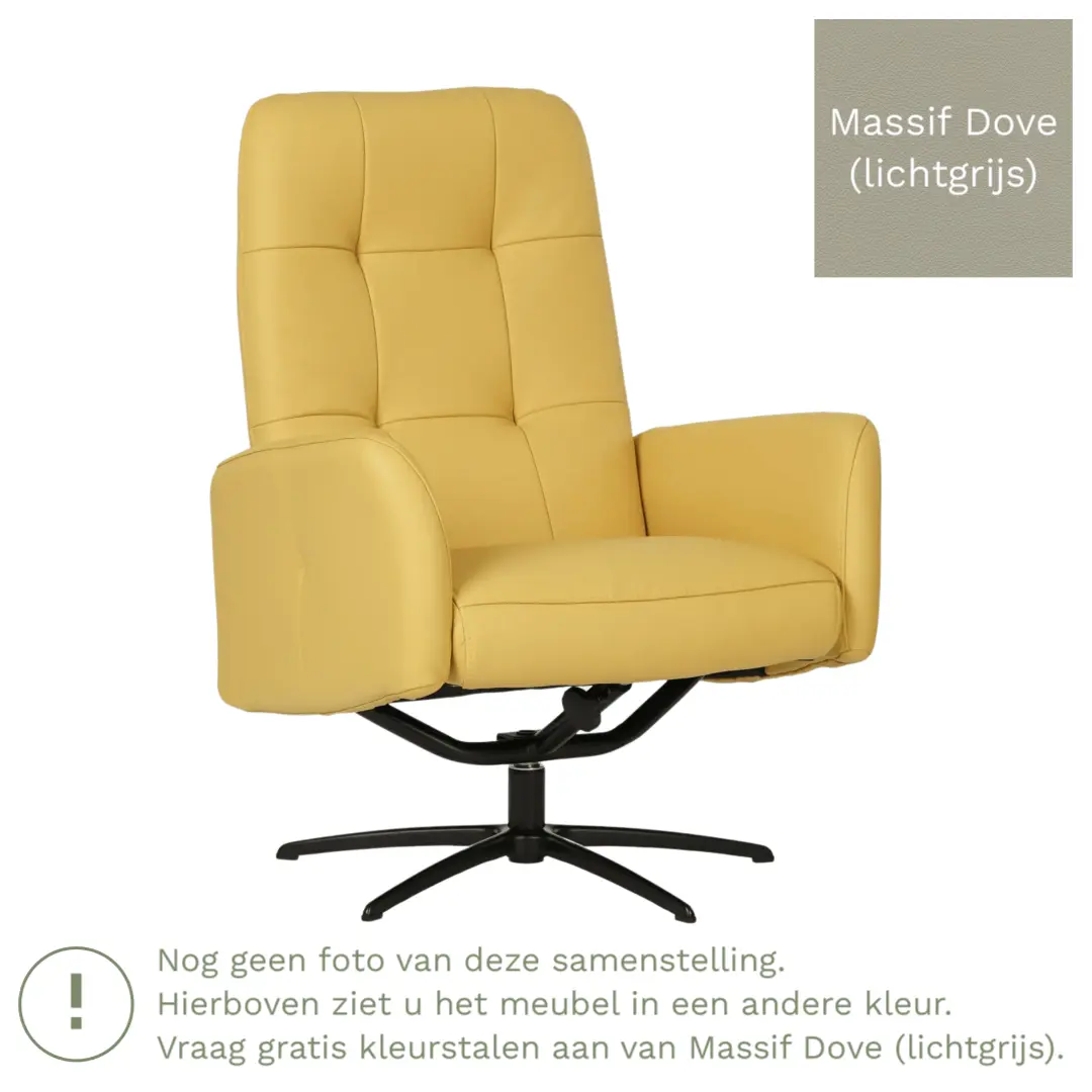 afbeelding van Leren draaifauteuil Pulse - Massif Dove (lichtgrijs) - Stervoet zwart