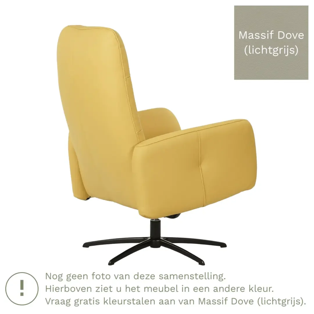 afbeelding van Leren draaifauteuil Pulse - Massif Dove (lichtgrijs) - Stervoet zwart