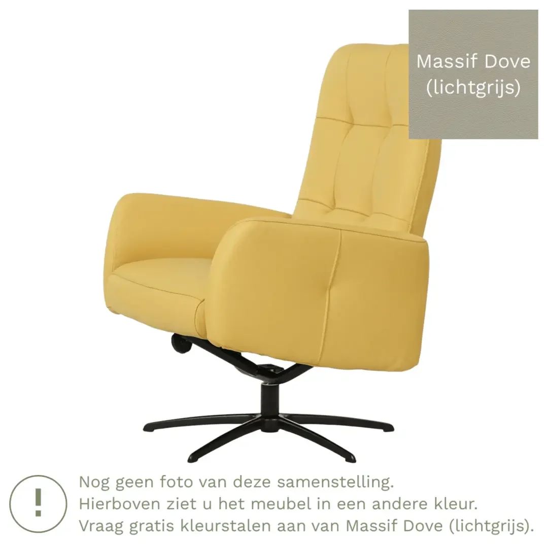 afbeelding van Leren draaifauteuil Pulse - Massif Dove (lichtgrijs) - Stervoet zwart