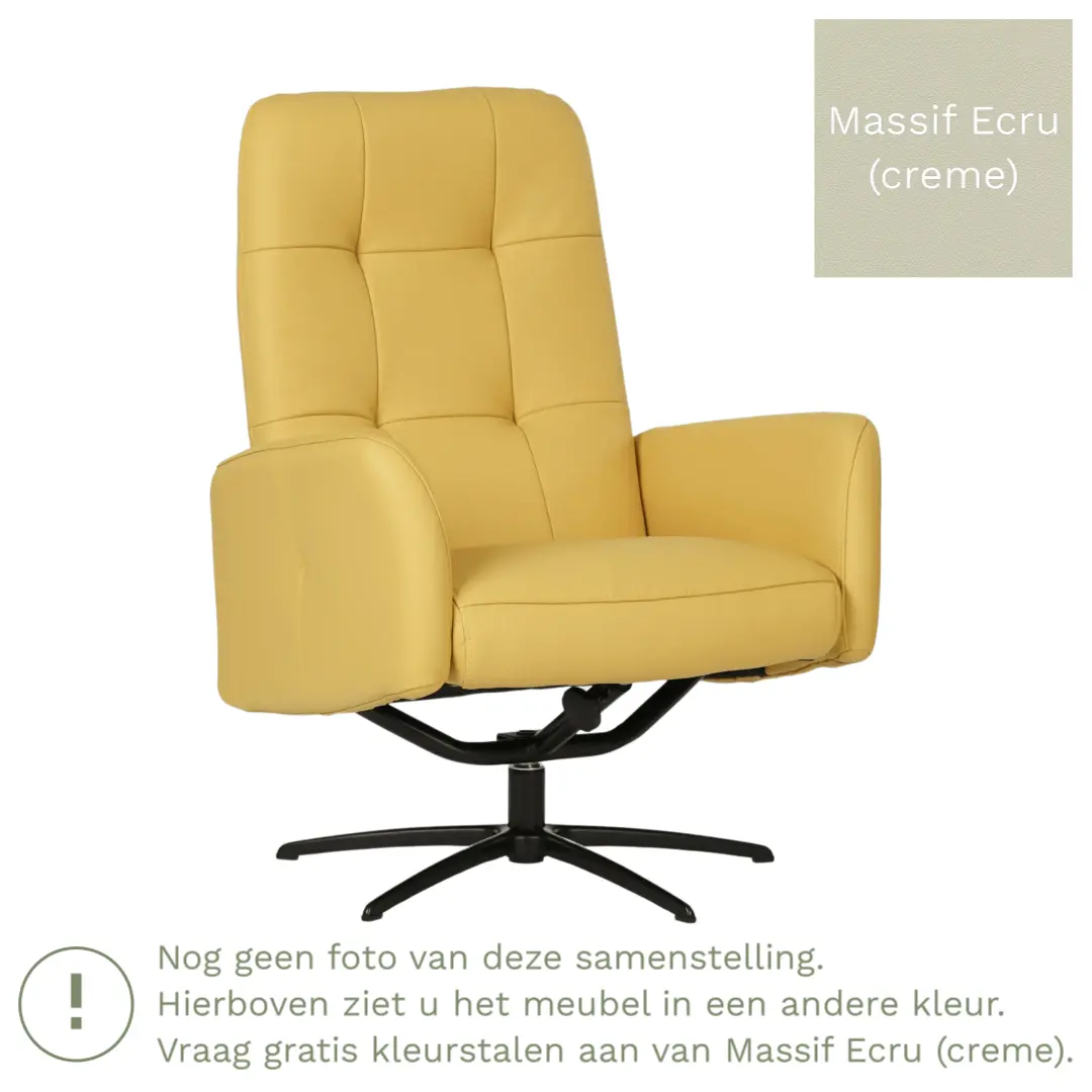 afbeelding van Leren draaifauteuil Pulse - Massif Ecru (crème) - Stervoet zwart