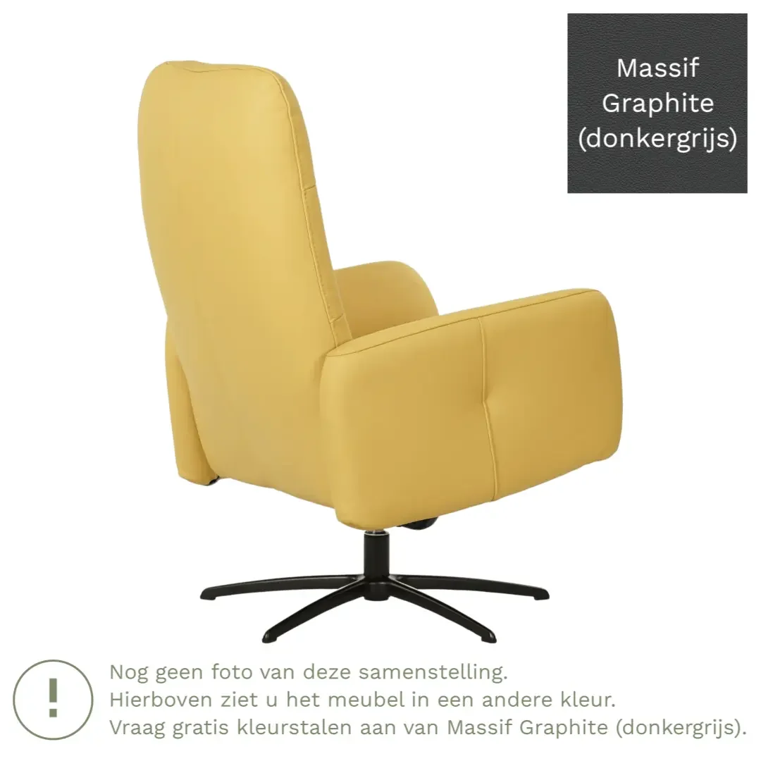 afbeelding van Leren draaifauteuil Pulse - Massif Graphite (donkergrijs) - Stervoet zwart