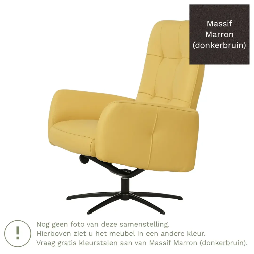 afbeelding van Leren draaifauteuil Pulse - Massif Marron (donkerbruin) - Stervoet zwart