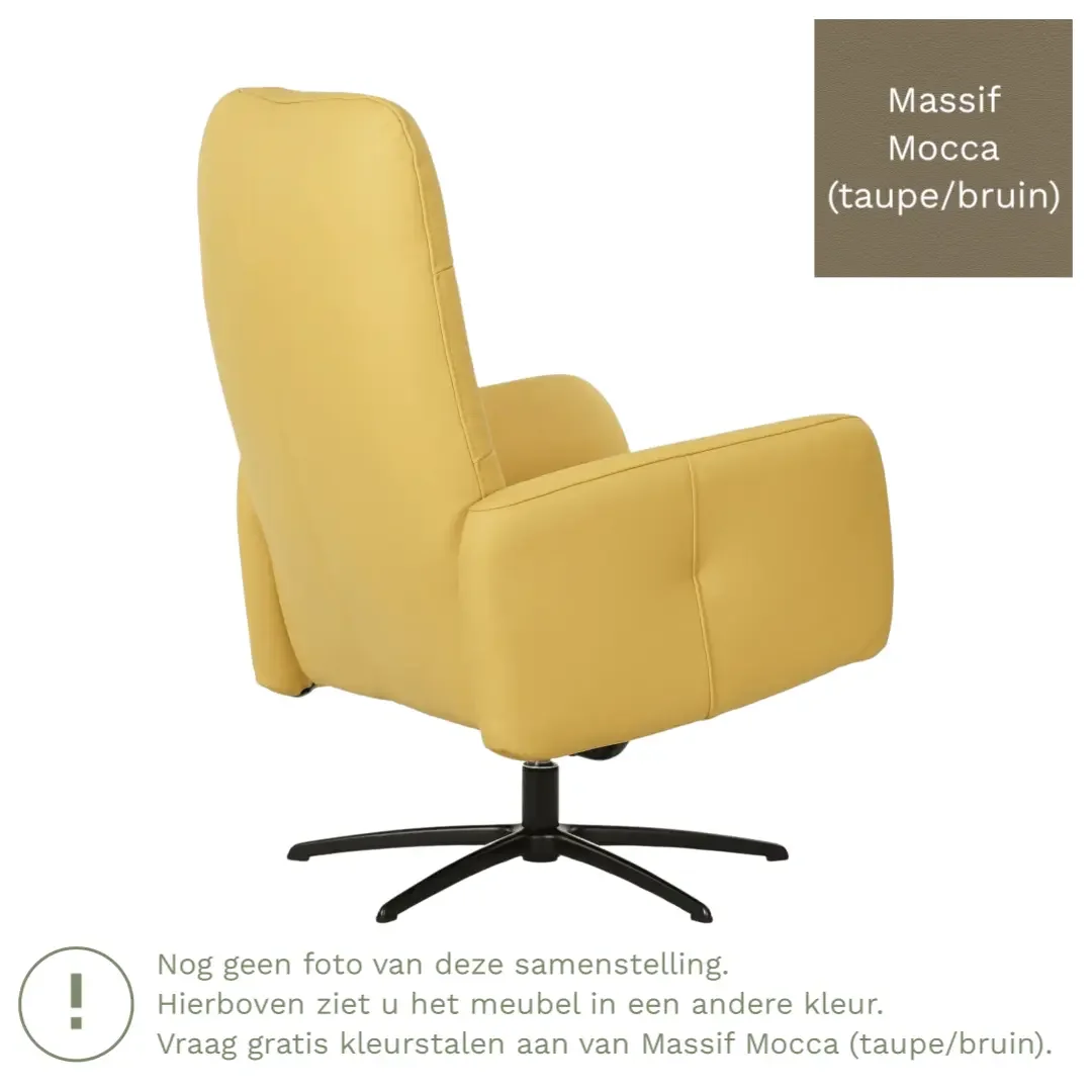 afbeelding van Leren draaifauteuil Pulse - Massif Mocca (taupe/bruin) - Stervoet zwart
