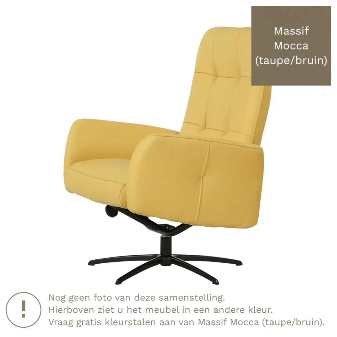 afbeelding van Leren draaifauteuil Pulse - Massif Mocca (taupe/bruin) - Stervoet zwart