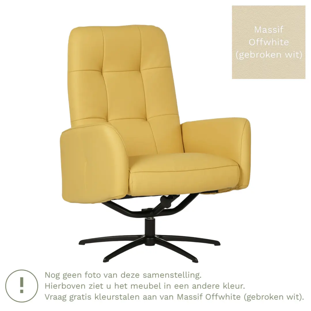 afbeelding van Leren draaifauteuil Pulse - Massif Offwhite (gebroken wit) - Stervoet zwart