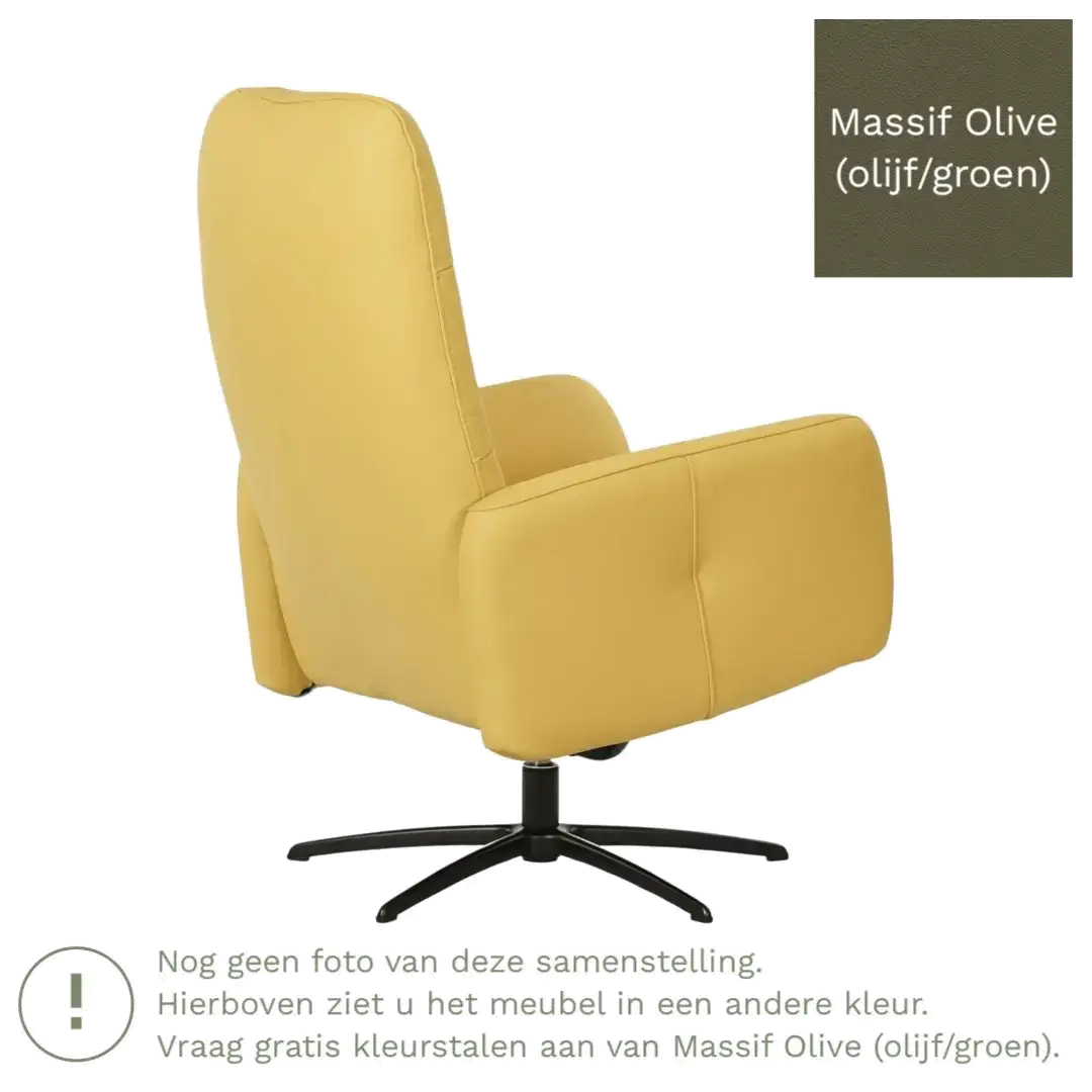 afbeelding van Leren draaifauteuil Pulse - Massif Olive (olijf/groen) - Stervoet zwart