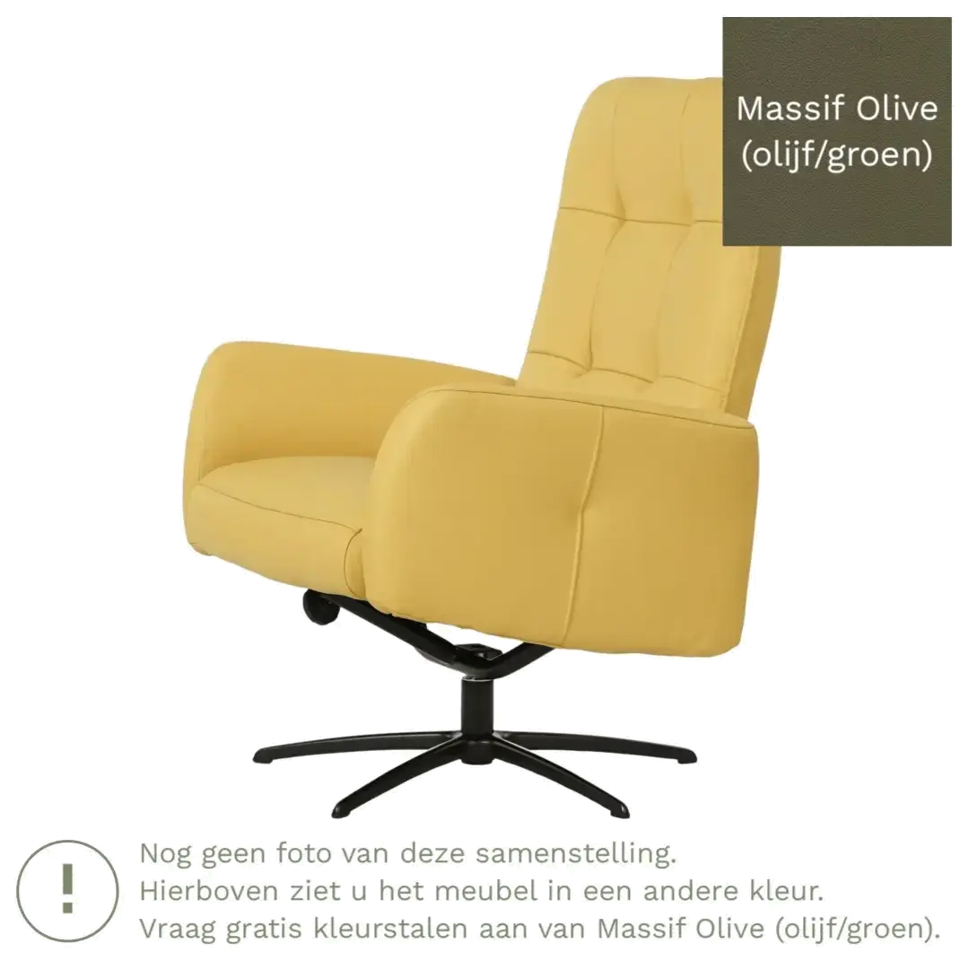 afbeelding van Leren draaifauteuil Pulse - Massif Olive (olijf/groen) - Stervoet zwart