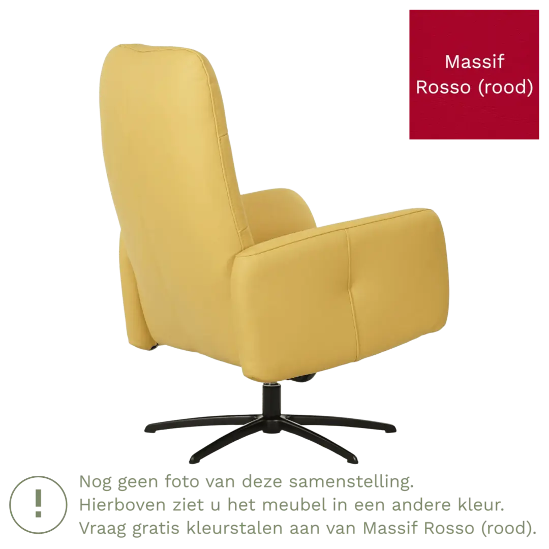 afbeelding van Leren draaifauteuil Pulse - Massif Rosso (rood) - Stervoet zwart