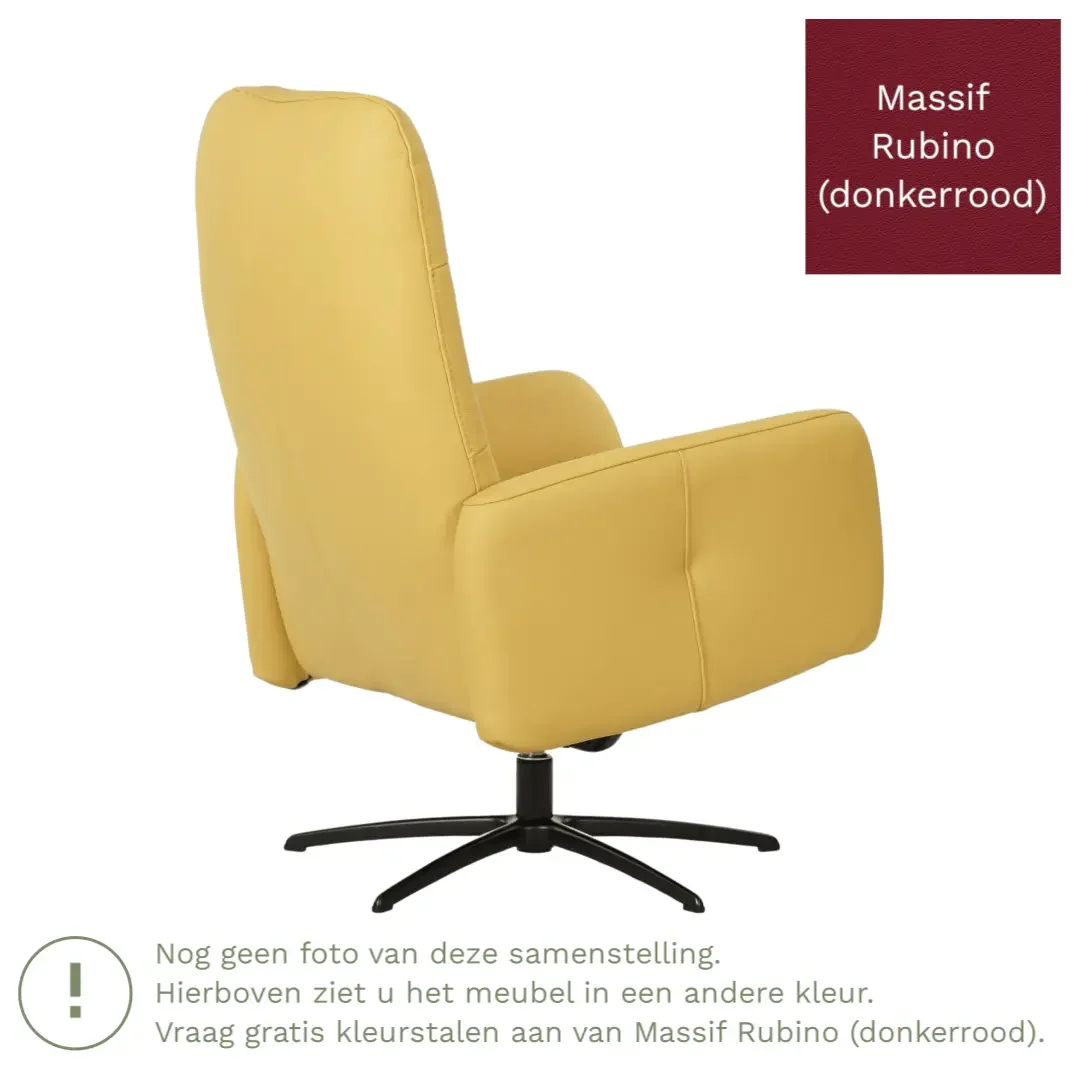afbeelding van Leren draaifauteuil Pulse - Massif Rubino (donkerrood) - Stervoet zwart