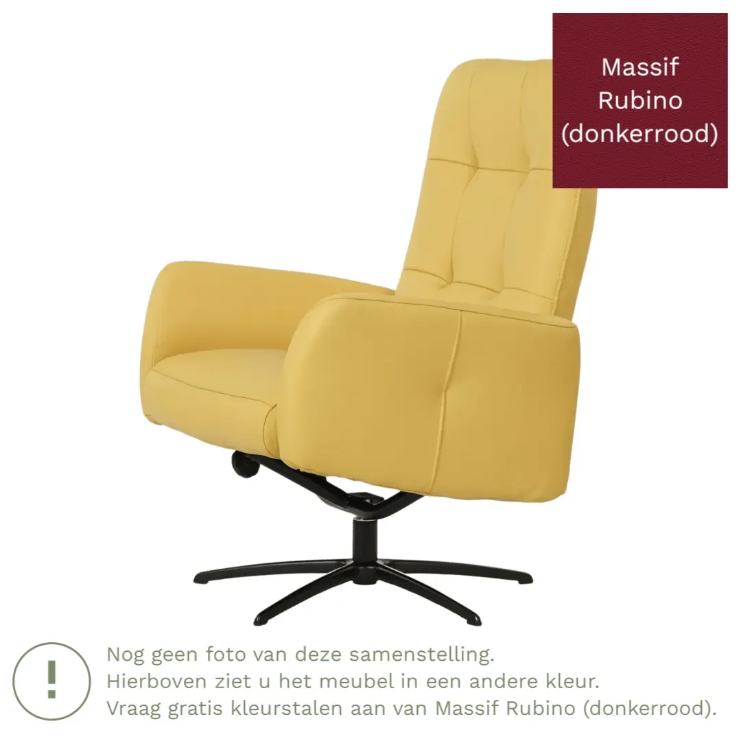 afbeelding van Leren draaifauteuil Pulse - Massif Rubino (donkerrood) - Stervoet zwart