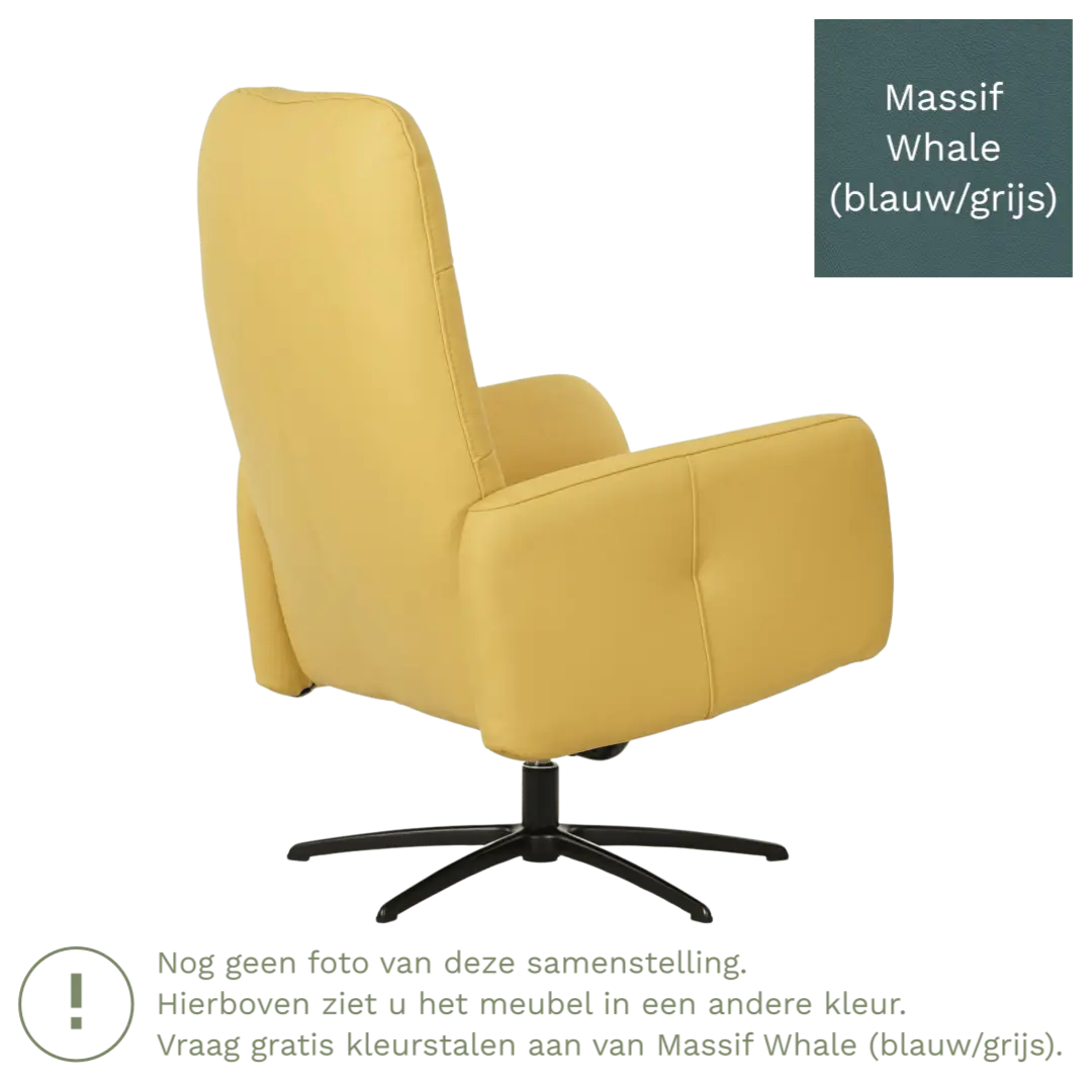 afbeelding van Leren draaifauteuil Pulse - Massif Whale (blauw/grijs) - Stervoet zwart