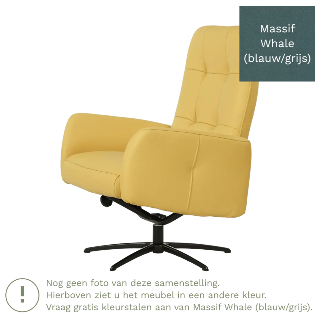 afbeelding van Leren draaifauteuil Pulse - Massif Whale (blauw/grijs) - Stervoet zwart