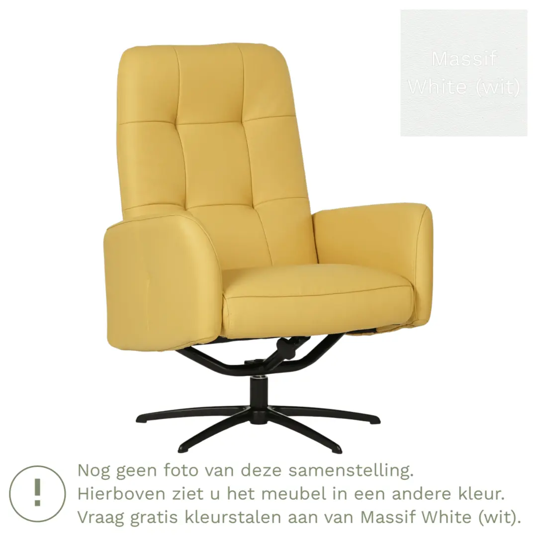 afbeelding van Leren draaifauteuil Pulse - Massif White (wit) - Stervoet zwart