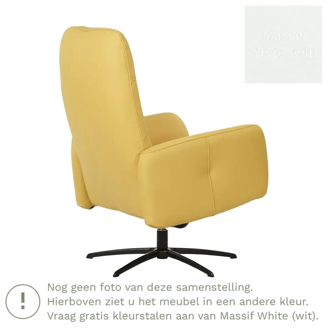 afbeelding van Leren draaifauteuil Pulse - Massif White (wit) - Stervoet zwart