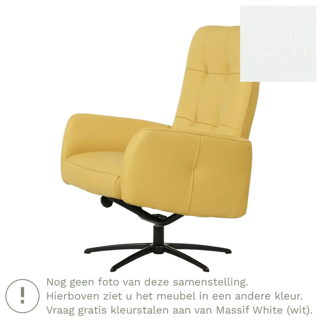 afbeelding van Leren draaifauteuil Pulse - Massif White (wit) - Stervoet zwart
