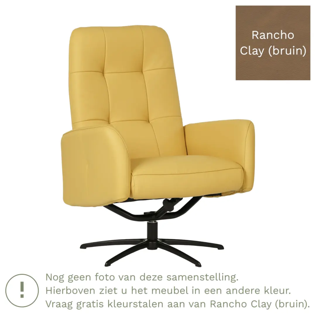 afbeelding van Leren draaifauteuil Pulse - Rancho Clay (bruin) - Stervoet zwart