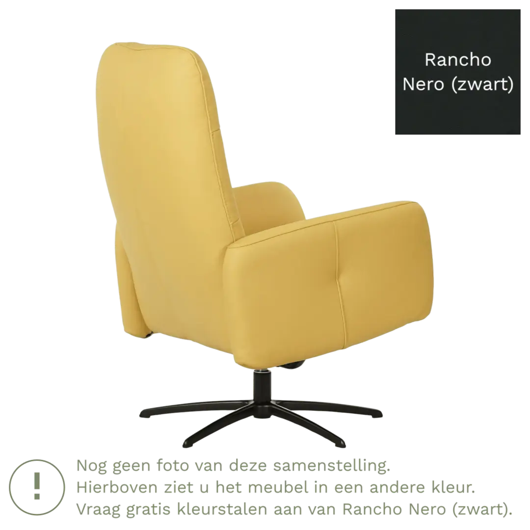 afbeelding van Leren draaifauteuil Pulse - Rancho Nero (zwart) - Stervoet zwart