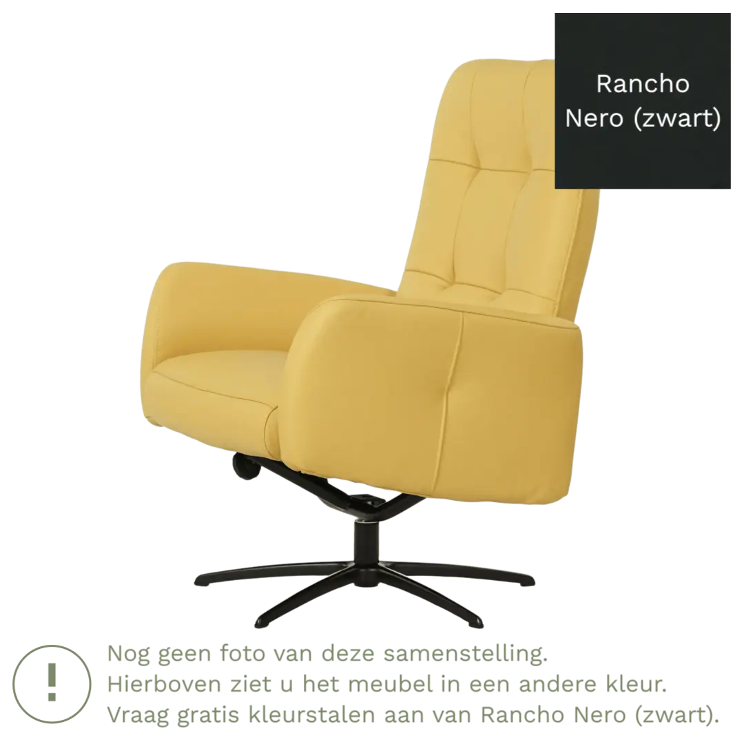 afbeelding van Leren draaifauteuil Pulse - Rancho Nero (zwart) - Stervoet zwart