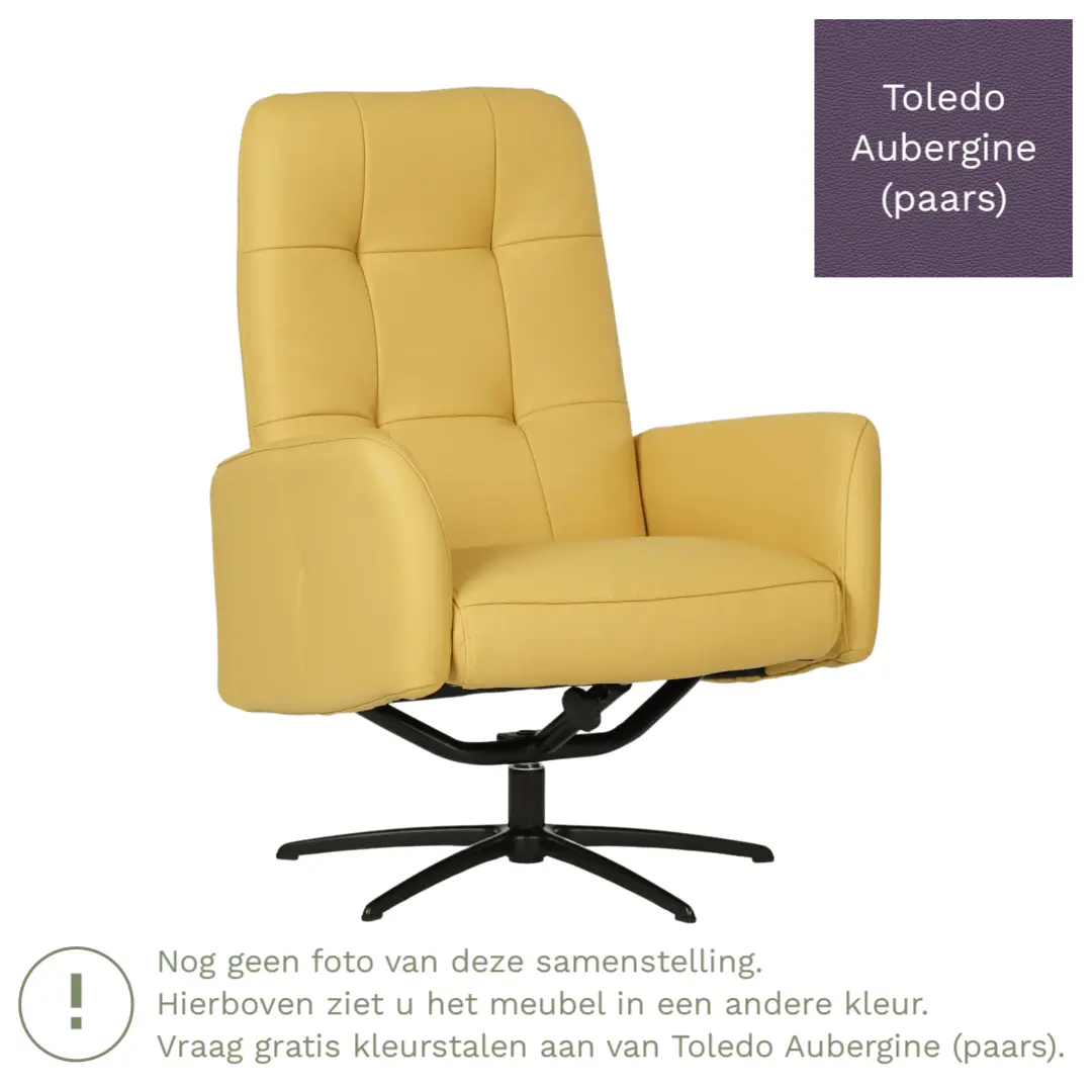 afbeelding van Leren draaifauteuil Pulse - Toledo Aubergine (paars) - Stervoet zwart