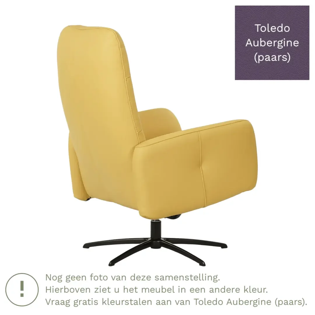 afbeelding van Leren draaifauteuil Pulse - Toledo Aubergine (paars) - Stervoet zwart