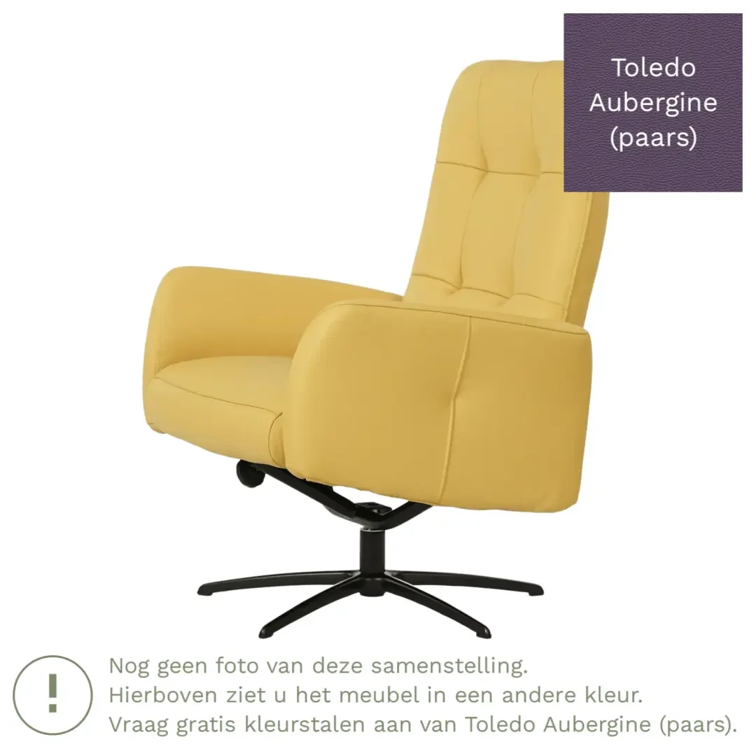 afbeelding van Leren draaifauteuil Pulse - Toledo Aubergine (paars) - Stervoet zwart