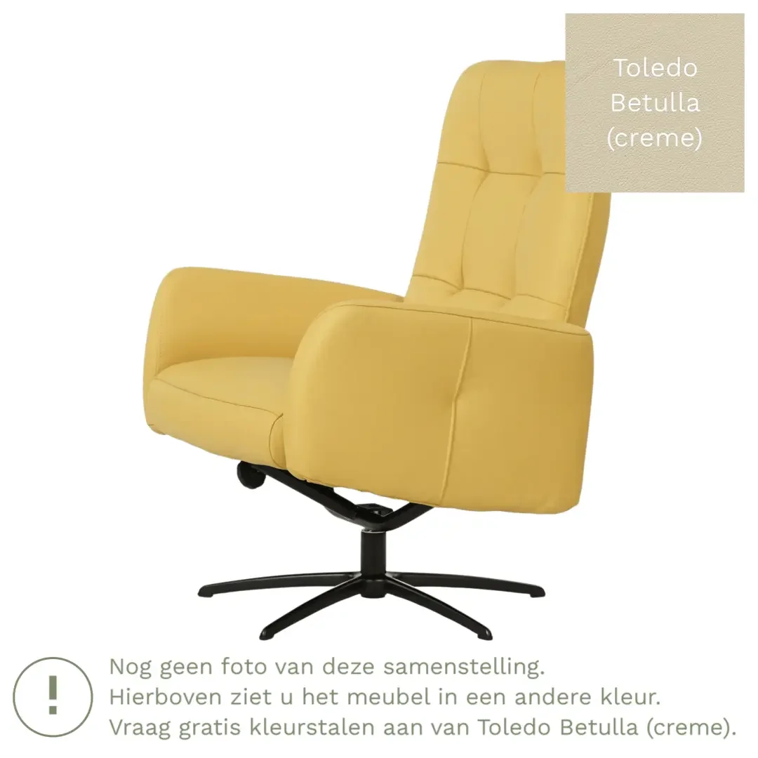afbeelding van Leren draaifauteuil Pulse - Toledo Betulla (crème) - Stervoet zwart