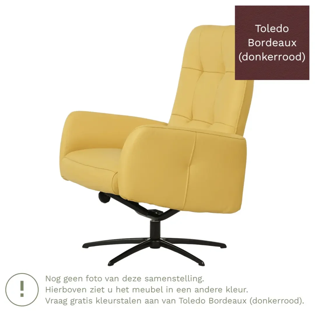 afbeelding van Leren draaifauteuil Pulse - Toledo Bordeaux (donkerrood) - Stervoet zwart