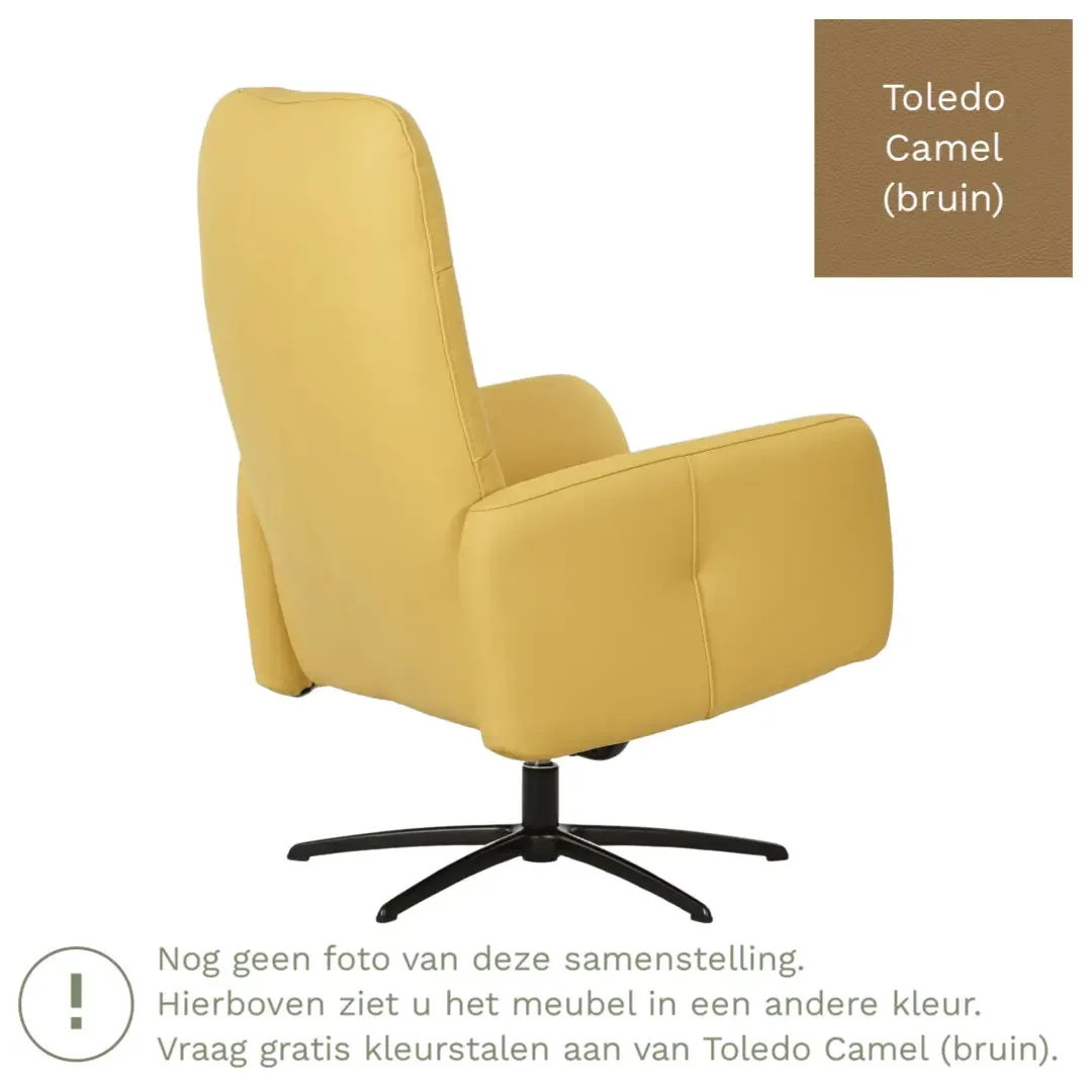 afbeelding van Leren draaifauteuil Pulse - Toledo Camel (bruin) - Stervoet zwart