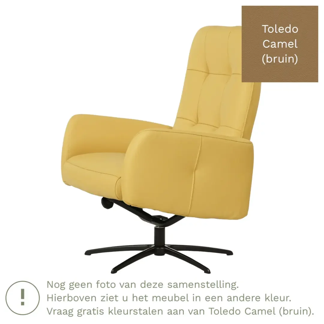 afbeelding van Leren draaifauteuil Pulse - Toledo Camel (bruin) - Stervoet zwart